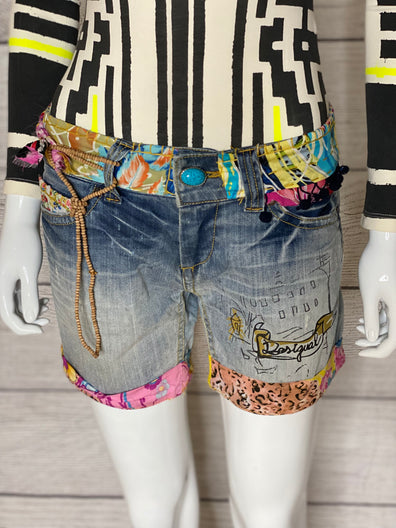 Embroidery Beaded Denim Shorts